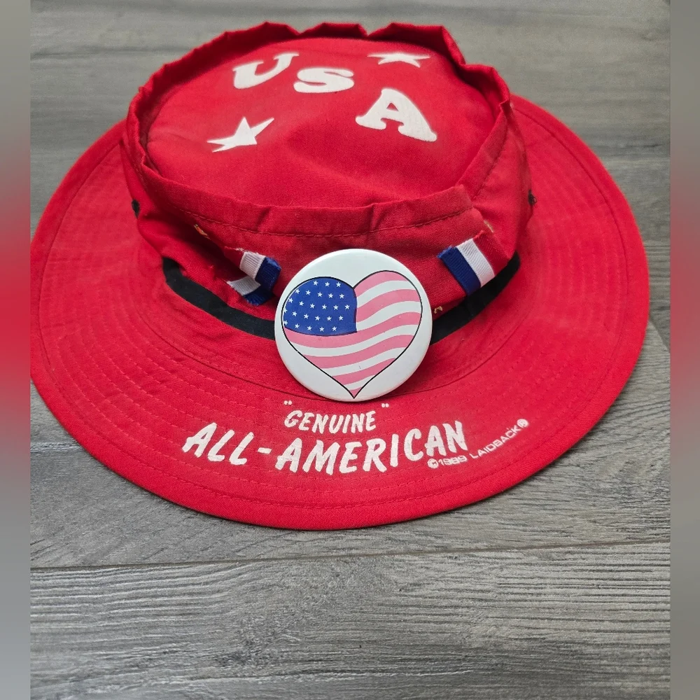 1989 Laidback Genuine All American Fishing Hat Buttons Large Unisex